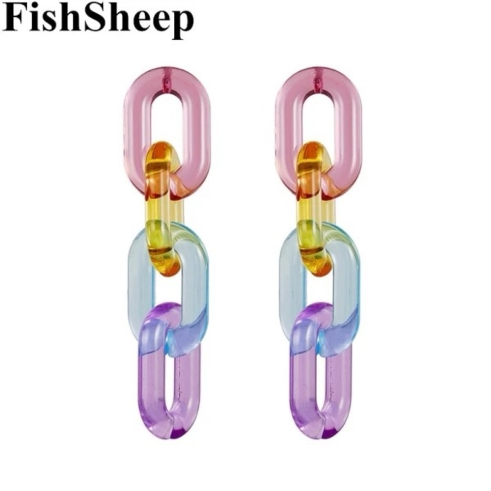 Clear Acrylic Chain Long Earrings For Women Resin Geometric Chain Drop Earrings